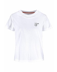 weißes und schwarzes bedrucktes T-Shirt mit einem Rundhalsausschnitt von Lee