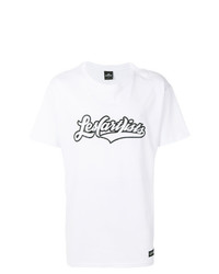weißes und schwarzes bedrucktes T-Shirt mit einem Rundhalsausschnitt von Les (Art)ists