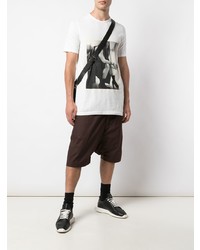 weißes und schwarzes bedrucktes T-Shirt mit einem Rundhalsausschnitt von Rick Owens DRKSHDW