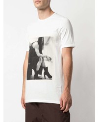 weißes und schwarzes bedrucktes T-Shirt mit einem Rundhalsausschnitt von Rick Owens DRKSHDW