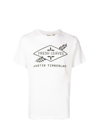 weißes und schwarzes bedrucktes T-Shirt mit einem Rundhalsausschnitt von Levi's