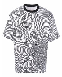 weißes und schwarzes bedrucktes T-Shirt mit einem Rundhalsausschnitt von Li-Ning