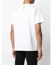 weißes und schwarzes bedrucktes T-Shirt mit einem Rundhalsausschnitt von Billionaire