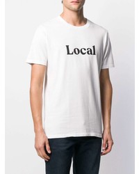 weißes und schwarzes bedrucktes T-Shirt mit einem Rundhalsausschnitt von Paura