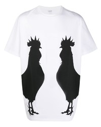 weißes und schwarzes bedrucktes T-Shirt mit einem Rundhalsausschnitt von Loewe
