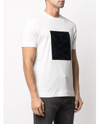 weißes und schwarzes bedrucktes T-Shirt mit einem Rundhalsausschnitt von Emporio Armani