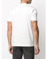 weißes und schwarzes bedrucktes T-Shirt mit einem Rundhalsausschnitt von Emporio Armani