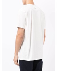 weißes und schwarzes bedrucktes T-Shirt mit einem Rundhalsausschnitt von Fred Perry