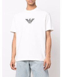 weißes und schwarzes bedrucktes T-Shirt mit einem Rundhalsausschnitt von Emporio Armani