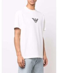 weißes und schwarzes bedrucktes T-Shirt mit einem Rundhalsausschnitt von Emporio Armani