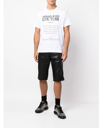 weißes und schwarzes bedrucktes T-Shirt mit einem Rundhalsausschnitt von VERSACE JEANS COUTURE