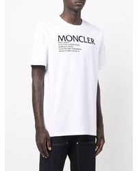 weißes und schwarzes bedrucktes T-Shirt mit einem Rundhalsausschnitt von Moncler