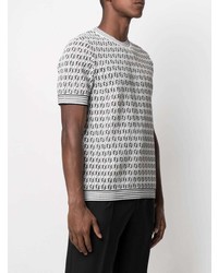 weißes und schwarzes bedrucktes T-Shirt mit einem Rundhalsausschnitt von Fendi