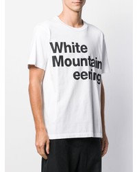 weißes und schwarzes bedrucktes T-Shirt mit einem Rundhalsausschnitt von White Mountaineering