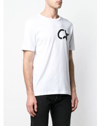 weißes und schwarzes bedrucktes T-Shirt mit einem Rundhalsausschnitt von Calvin Klein Jeans