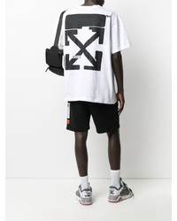 weißes und schwarzes bedrucktes T-Shirt mit einem Rundhalsausschnitt von Off-White