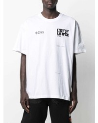 weißes und schwarzes bedrucktes T-Shirt mit einem Rundhalsausschnitt von Off-White