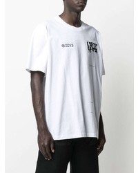 weißes und schwarzes bedrucktes T-Shirt mit einem Rundhalsausschnitt von Off-White