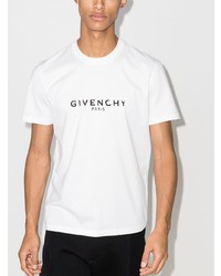 weißes und schwarzes bedrucktes T-Shirt mit einem Rundhalsausschnitt von Givenchy