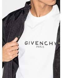 weißes und schwarzes bedrucktes T-Shirt mit einem Rundhalsausschnitt von Givenchy