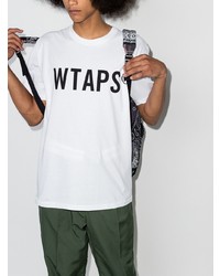 weißes und schwarzes bedrucktes T-Shirt mit einem Rundhalsausschnitt von WTAPS