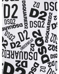 weißes und schwarzes bedrucktes T-Shirt mit einem Rundhalsausschnitt von DSQUARED2