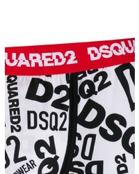 weißes und schwarzes bedrucktes T-Shirt mit einem Rundhalsausschnitt von DSQUARED2