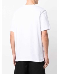 weißes und schwarzes bedrucktes T-Shirt mit einem Rundhalsausschnitt von MSGM