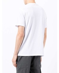 weißes und schwarzes bedrucktes T-Shirt mit einem Rundhalsausschnitt von Armani Exchange