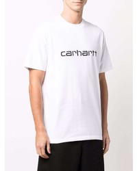 weißes und schwarzes bedrucktes T-Shirt mit einem Rundhalsausschnitt von Carhartt WIP