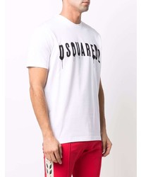 weißes und schwarzes bedrucktes T-Shirt mit einem Rundhalsausschnitt von DSQUARED2