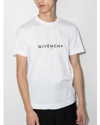 weißes und schwarzes bedrucktes T-Shirt mit einem Rundhalsausschnitt von Givenchy