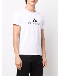 weißes und schwarzes bedrucktes T-Shirt mit einem Rundhalsausschnitt von Peuterey