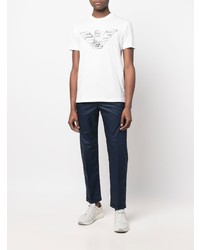 weißes und schwarzes bedrucktes T-Shirt mit einem Rundhalsausschnitt von Emporio Armani