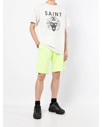 weißes und schwarzes bedrucktes T-Shirt mit einem Rundhalsausschnitt von SAINT MXXXXXX