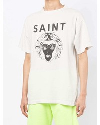 weißes und schwarzes bedrucktes T-Shirt mit einem Rundhalsausschnitt von SAINT MXXXXXX