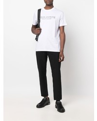 weißes und schwarzes bedrucktes T-Shirt mit einem Rundhalsausschnitt von Armani Exchange