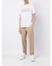 weißes und schwarzes bedrucktes T-Shirt mit einem Rundhalsausschnitt von Armani Exchange