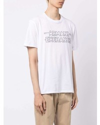 weißes und schwarzes bedrucktes T-Shirt mit einem Rundhalsausschnitt von Armani Exchange