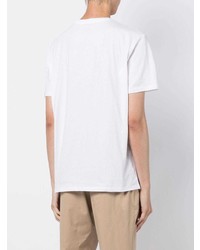 weißes und schwarzes bedrucktes T-Shirt mit einem Rundhalsausschnitt von Armani Exchange