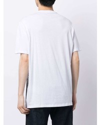 weißes und schwarzes bedrucktes T-Shirt mit einem Rundhalsausschnitt von Armani Exchange