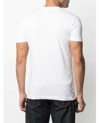 weißes und schwarzes bedrucktes T-Shirt mit einem Rundhalsausschnitt von Calvin Klein Jeans