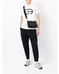 weißes und schwarzes bedrucktes T-Shirt mit einem Rundhalsausschnitt von Emporio Armani