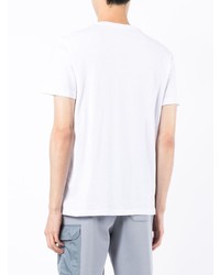 weißes und schwarzes bedrucktes T-Shirt mit einem Rundhalsausschnitt von Armani Exchange