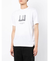 weißes und schwarzes bedrucktes T-Shirt mit einem Rundhalsausschnitt von Dunhill