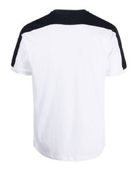 weißes und schwarzes bedrucktes T-Shirt mit einem Rundhalsausschnitt von Ea7 Emporio Armani