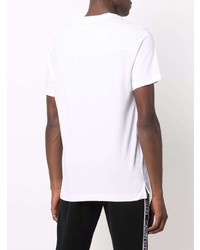 weißes und schwarzes bedrucktes T-Shirt mit einem Rundhalsausschnitt von Calvin Klein