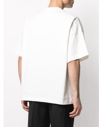 weißes und schwarzes bedrucktes T-Shirt mit einem Rundhalsausschnitt von Jil Sander