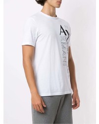 weißes und schwarzes bedrucktes T-Shirt mit einem Rundhalsausschnitt von Armani Exchange