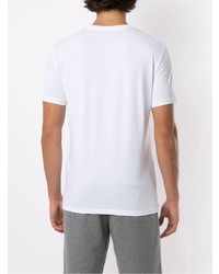 weißes und schwarzes bedrucktes T-Shirt mit einem Rundhalsausschnitt von Armani Exchange